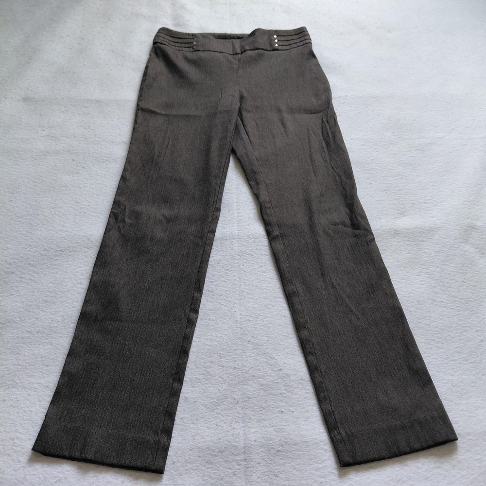 JM Collection Womens Petite Dress Pants S Waist 28 Brown Herringbone Trousers